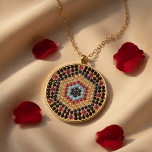 Multi Colour Mosaic Pendant Chain