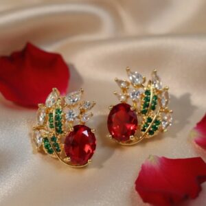 Trendy Color Pop Red & Green Earrings