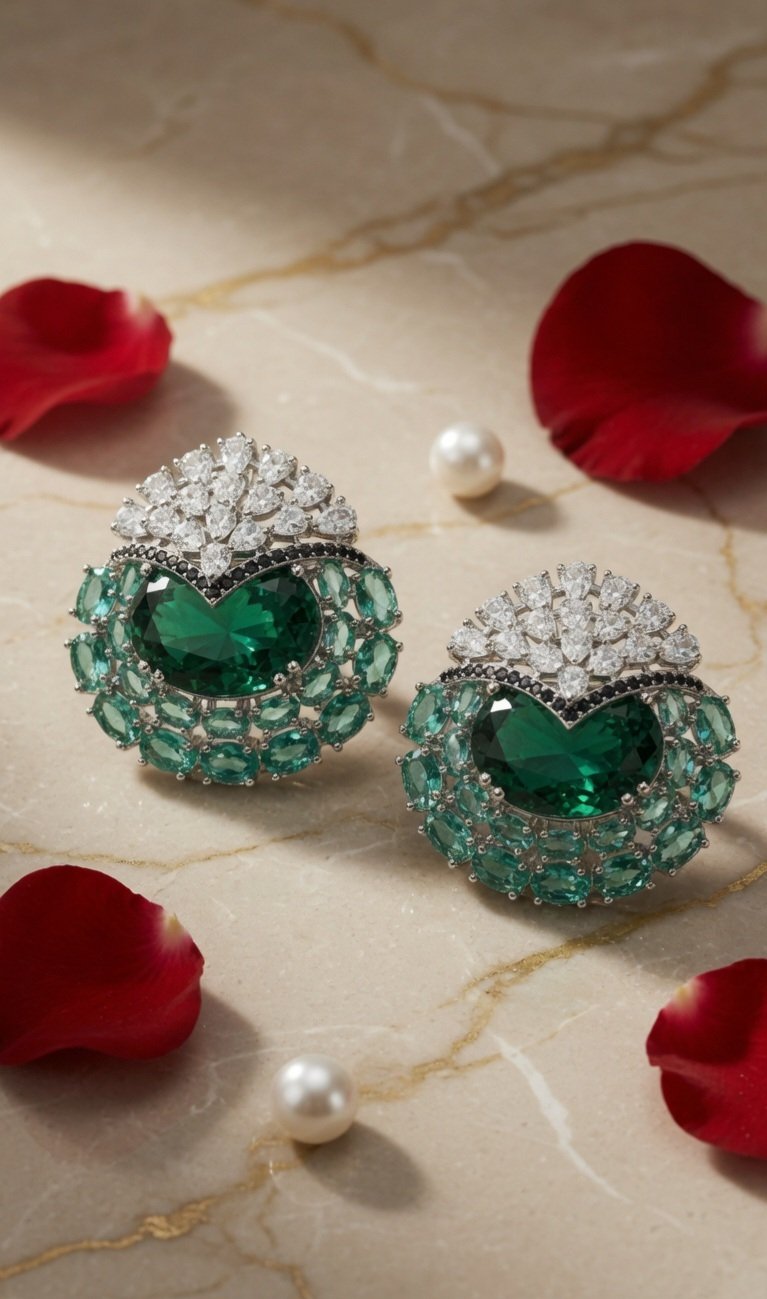 The Dynasty Canary Imperial Citrine Halo Zirconia Studs-Platinum Finish