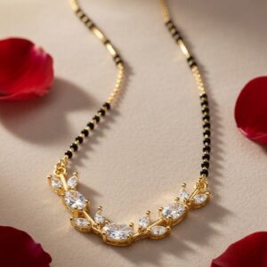 The Avani Marquise Leaf Diamond-Style Vine Mangalsutra-Gold Finish