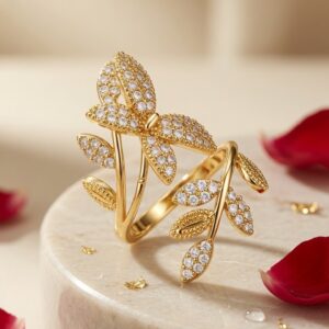 Mariposa Vine Monarch Butterfly Meadow Bypass Adjustable-Gold Finish