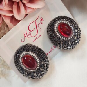 Fiery Black Red Black Finish Studs