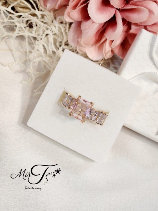 Pink Solitaire Band Ring