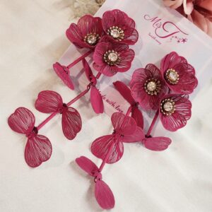 Matte Wine Statement Earrings