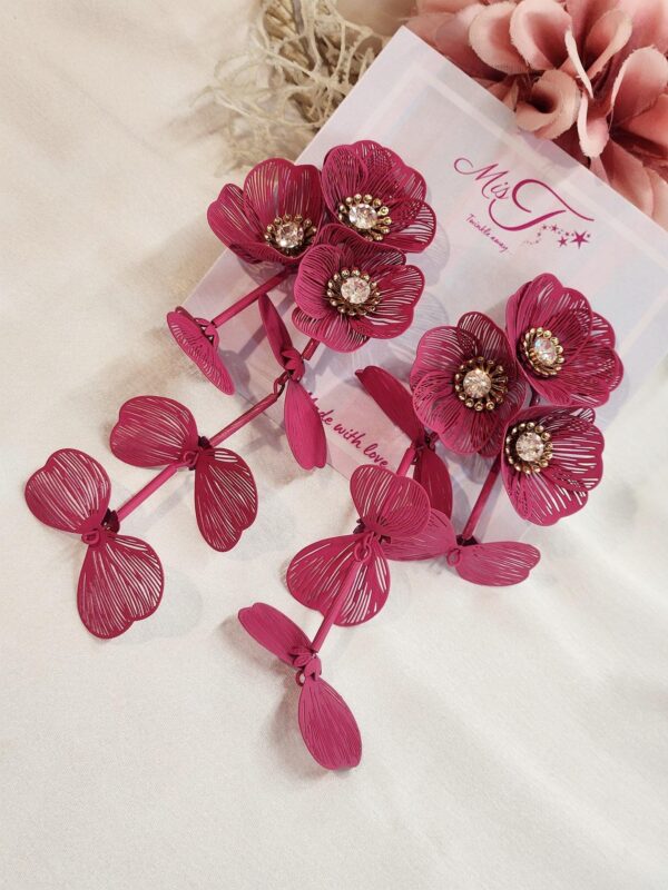 Matte Wine Statement Earrings