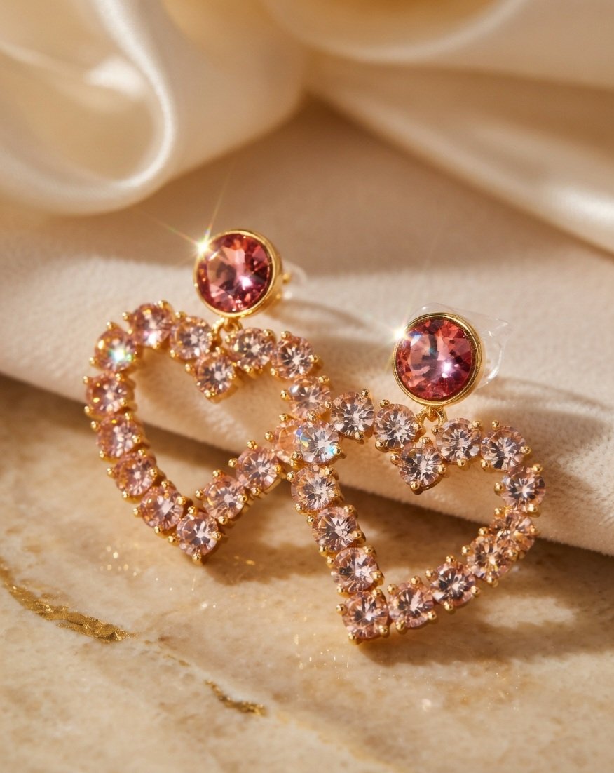 Heart to Heaven Pink Earrings - Image 2