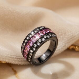Black Finish Band Ring - Blush Pink[size6]