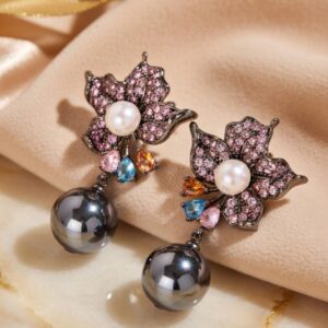 Steamy Grey Flower Earrings