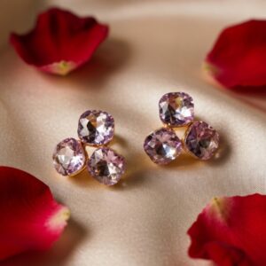 Three Icons Sparkle Pink Studs