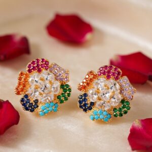 Anti Tarnish Floral Multi Stud Earrings – Elegant Minimal Jewelry