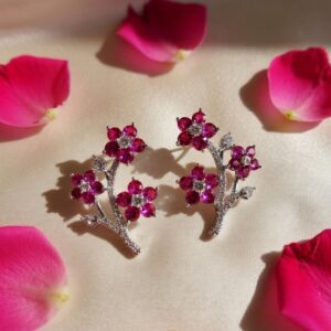 Ruby Spark Stem Flowers Studs