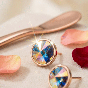 Premium Brillian-Cut Holographic Studs-Gold Finish
