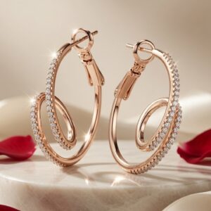 Seraphina Sculptural Double Loop Hoops-Gold Finish