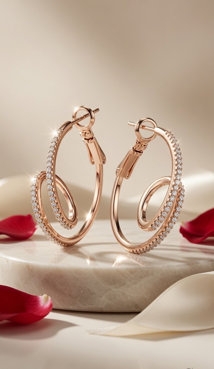 Seraphina Sculptural Double Loop Hoops-Gold Finish