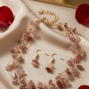 The Genevieve Morganite Teardrop Pearl Necklace-Gold Finish