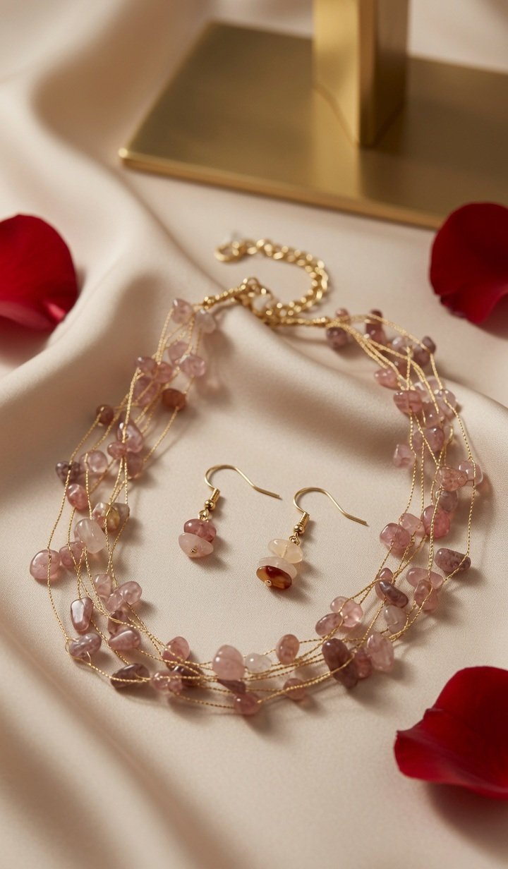 The Genevieve Morganite Teardrop Pearl Necklace-Gold Finish
