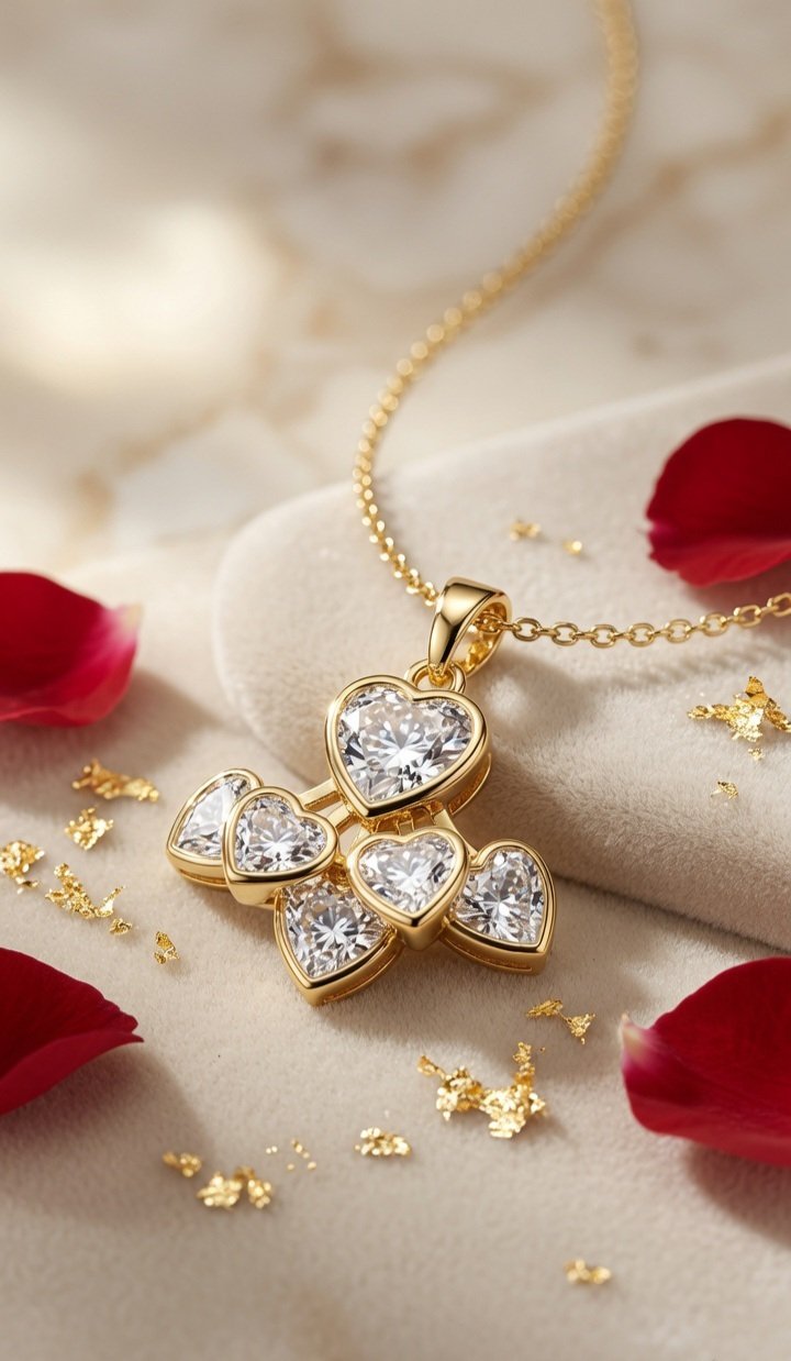 The Infinite Herats Cluster Pendant Chain-Gold Finish