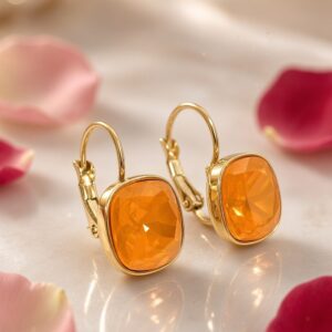 Aurelia Honey Citrine Bezel-Set Leverback Earrings-Gold Finish
