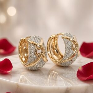 X-Cross Embrace Cross-Pave Hoops-Gold Finish