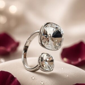 Lumina Radiance Cushion-Cut Dual Stone Adjustable Ring-Platinum Finish