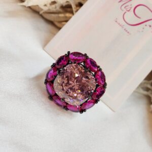 Chic Spark Pink Ruby Italian Setting Cz Ring