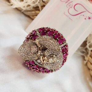 Secret Garden Rose Quartz Cz Ruby Ring