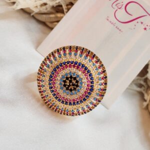 Blooming Dhalia Gold Statement Finger Ring ( size 8 )