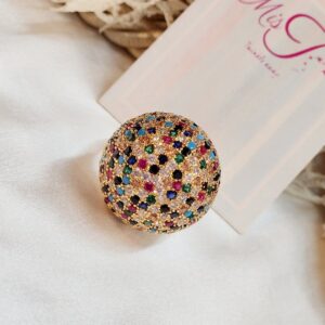 Disco Ball Charm Ring (size 7,8,9,10) Golden Finish