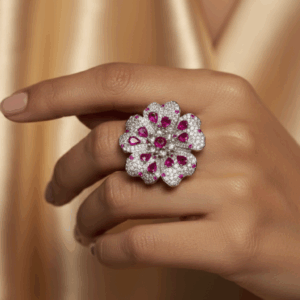 Dazzle Queen Ruby Floral CZ Rings