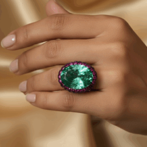 Stunning Glow Emerald With Ruby CZ Ring