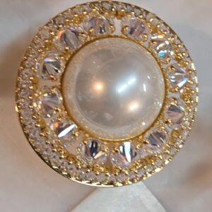 Luxury Diamond Pearl Look Statement Ring