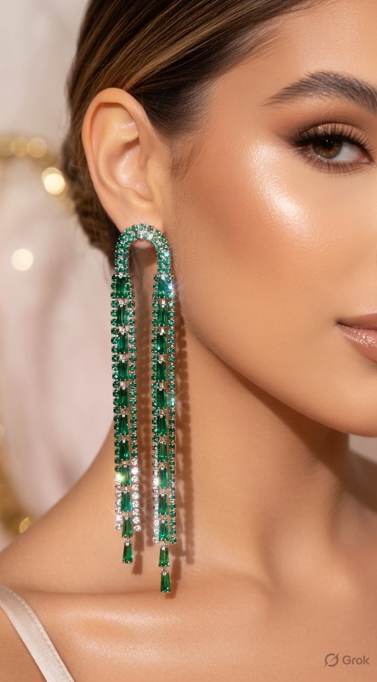 Pine Green Tassel Earrings