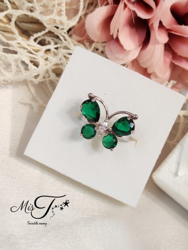 Bottle Green Butterfly Ring