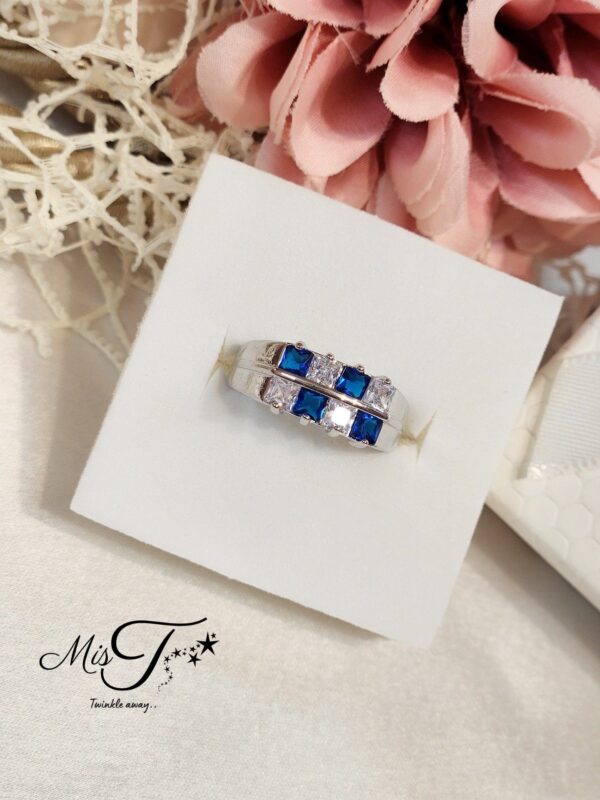 Sapphire Blue Double Band Ring