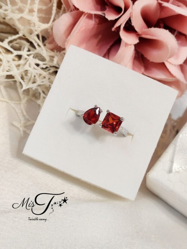 Wine Red Double Solitaire Ring