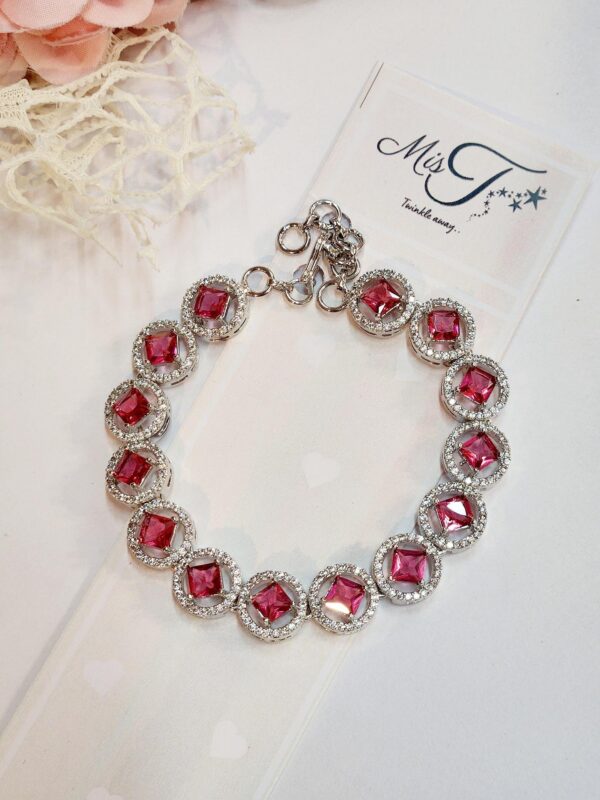 Ruby wine solitaire adjustable tennis bracelet