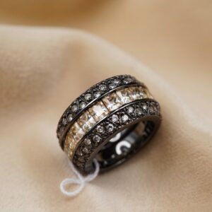 Black Finish Band Ring - Champagne[size6]