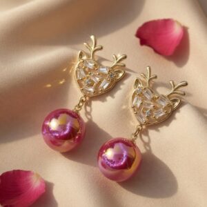 Lustre Red Pearl Earrings