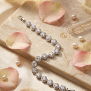 The Lumina Halo Cushion-Cut Diamond-Style Link Tennis Bracelet-Platinum Finish
