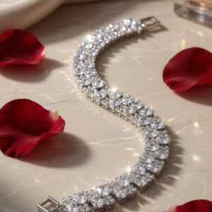 Riviera Cascade Multi-Row Oval Solitaire Diamond-Style Tennis Bracelet-Platinum Finish