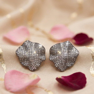 The Dahlia Ripple Wave Diamond-Style Earrings-Black Rhodium Finish
