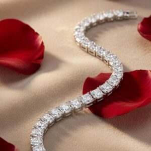Timeless Radiant-Cut Solitaire Crystal Tennis Bracelet-Platinum Finish