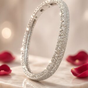 Seraphina  Micro-Pavè Carpet Diamond-Style Starlight Kada Bracelet-Platinum Finish