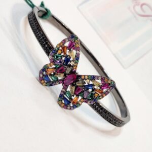 Sparkling Butterfly Black Finish Side Openable bracelet