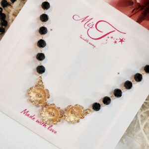 Flower Trail Black Beaded Pendant Chain