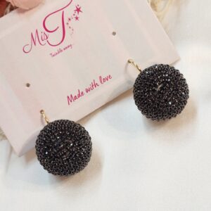 Party Black Disco Ball Hoops Earrings