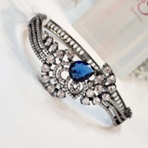 Radiant Rays Sapphire Blue Bracelet- Black Rhodium Finish