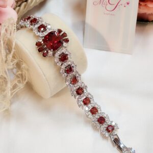 Ruby Red Crystal Tennis Bracelet for Women – Bridal & Party Wear Luxury