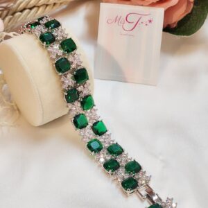 Luxury Emerald Green Crystal Tennis Bracelet for Women – Elegant Designer Jewelry