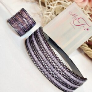 Stellar lilac Baguette Statement Cuff Bracelet for Women – Luxury Designer Jewelry ( ring size 8)